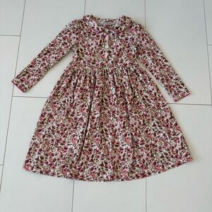 Rachel Riley Peter Pan girls Floral Pink and Green Kids Dress cotton 8Y
